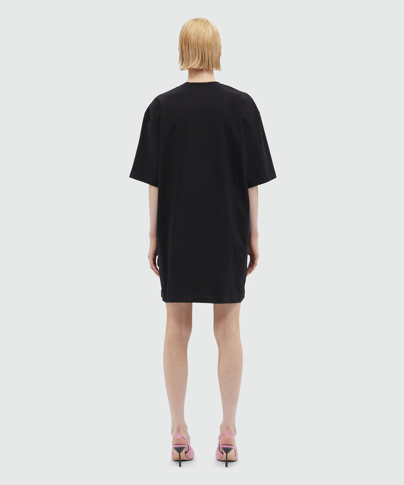 Jersey brushstroke logo T-shirt dress NERO Donna 