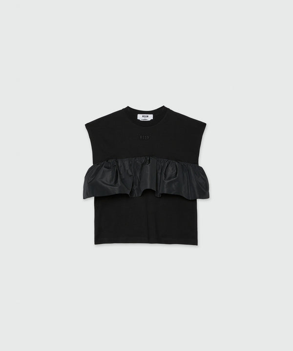 Jersey T-shirt with ruffles