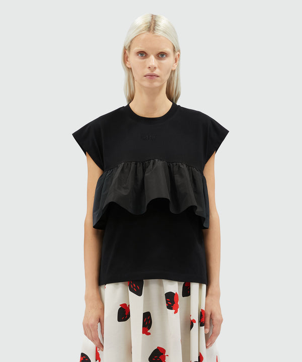 Jersey T-shirt with ruffles