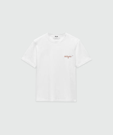 Jersey T-shirt with embroidered cursive logo