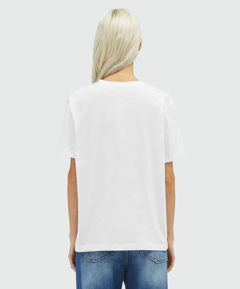 Jersey T-shirt with embroidered cursive logo WHITE Women 