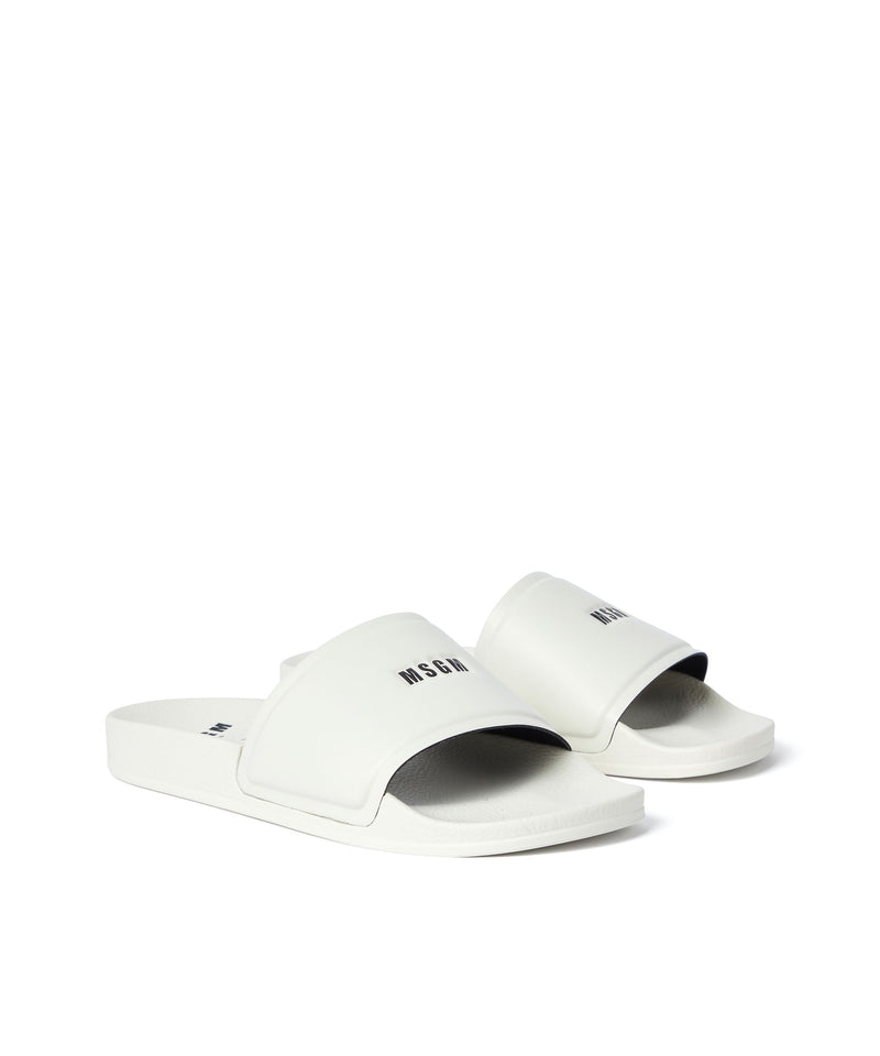 Pool slides con micro logo MSGM BIANCO SPENTO Uomo 