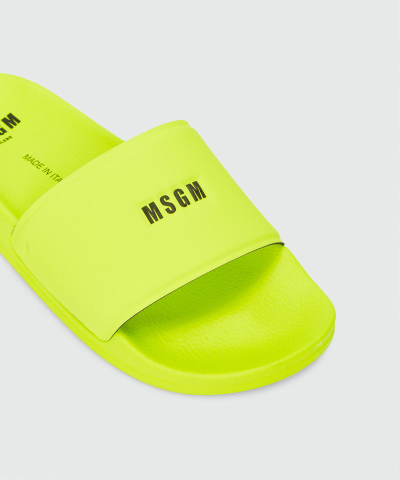 Pool slippers with MSGM micro logo FLUO YELLOW Women 