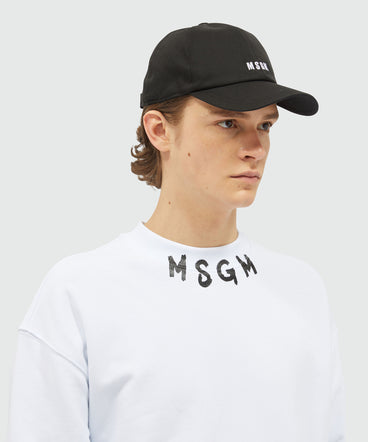 Cotton baseball cap with embroidered micro logo