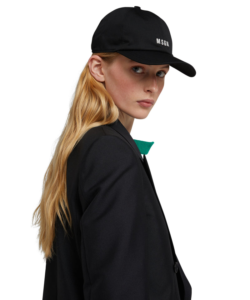 Cotton baseball cap with embroidered micro logo BLACK Uomo 