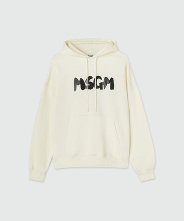 Cotton hooded sweatshirt with MSGM brushstroke logo