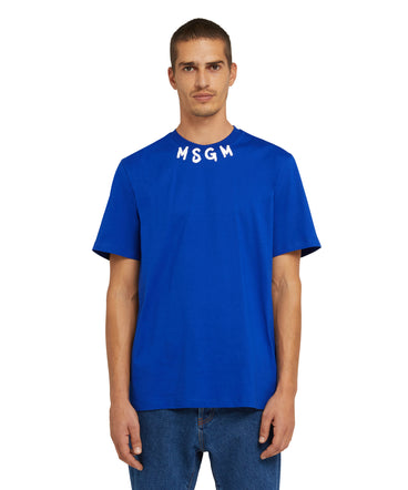 Cotton crewneck t-shirt wth  MSGM brushstroke logo positioned at the neck