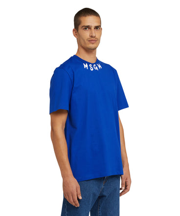 Cotton crewneck t-shirt wth  MSGM brushstroke logo positioned at the neck