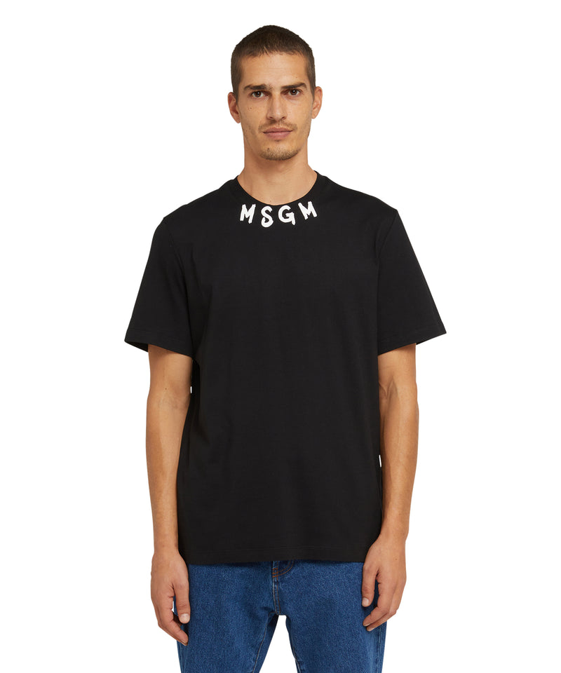 Cotton crewneck t-shirt wth MSGM brushstroke logo positioned at