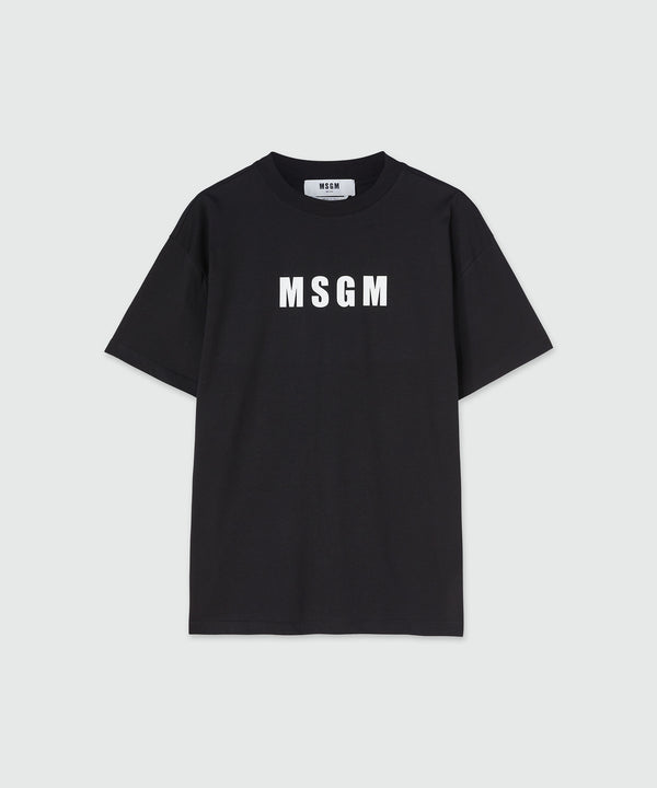 T-shirt girocollo in cotone con logo MSGM