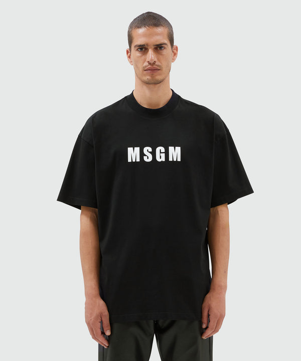 T-shirt girocollo in cotone con logo MSGM