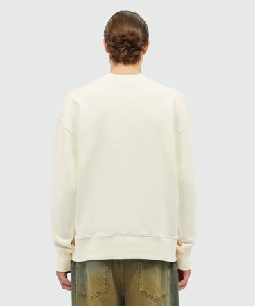 Cotton crewneck sweater wth MSGM brushstroke logo positioned at the neck