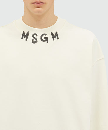 Cotton crewneck sweater wth MSGM brushstroke logo positioned at the neck