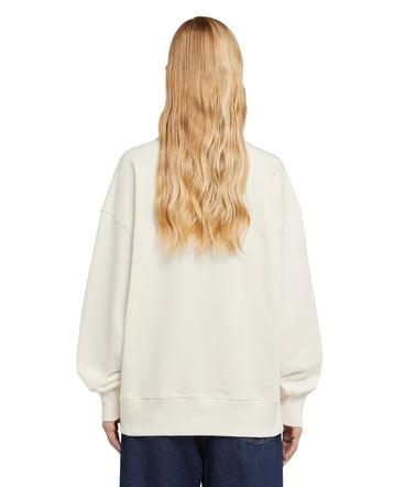 Cotton crewneck sweater wth MSGM brushstroke logo positioned at the neck