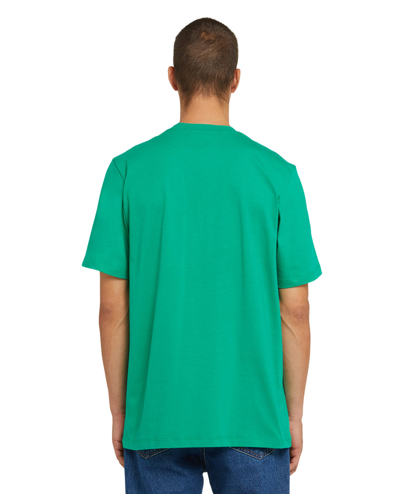 Cotton t-shirt with brushstroke logo PEPPER GREEN Men 