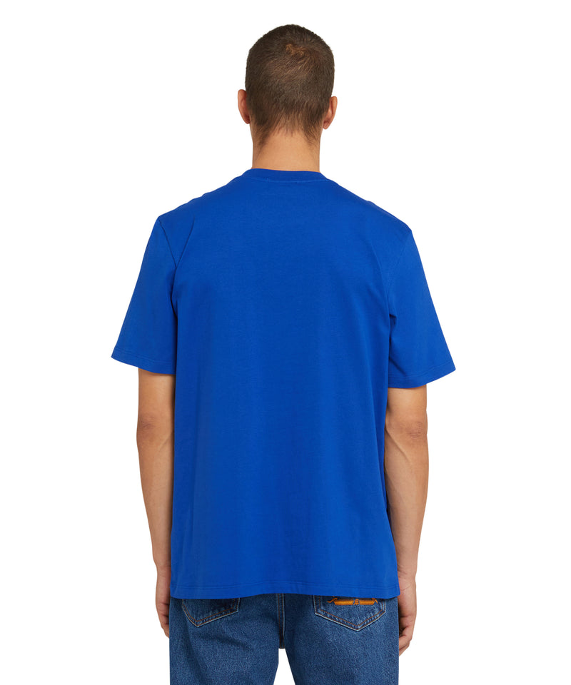 Cotton t-shirt with brushstroke logo BLUE Men 