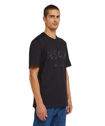 Cotton t-shirt with brushstroke logo