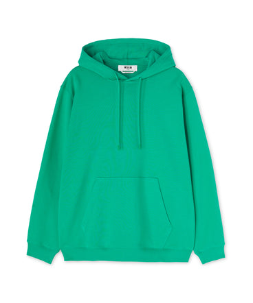 Cotton sweatshirt with a maxi logo on the hood