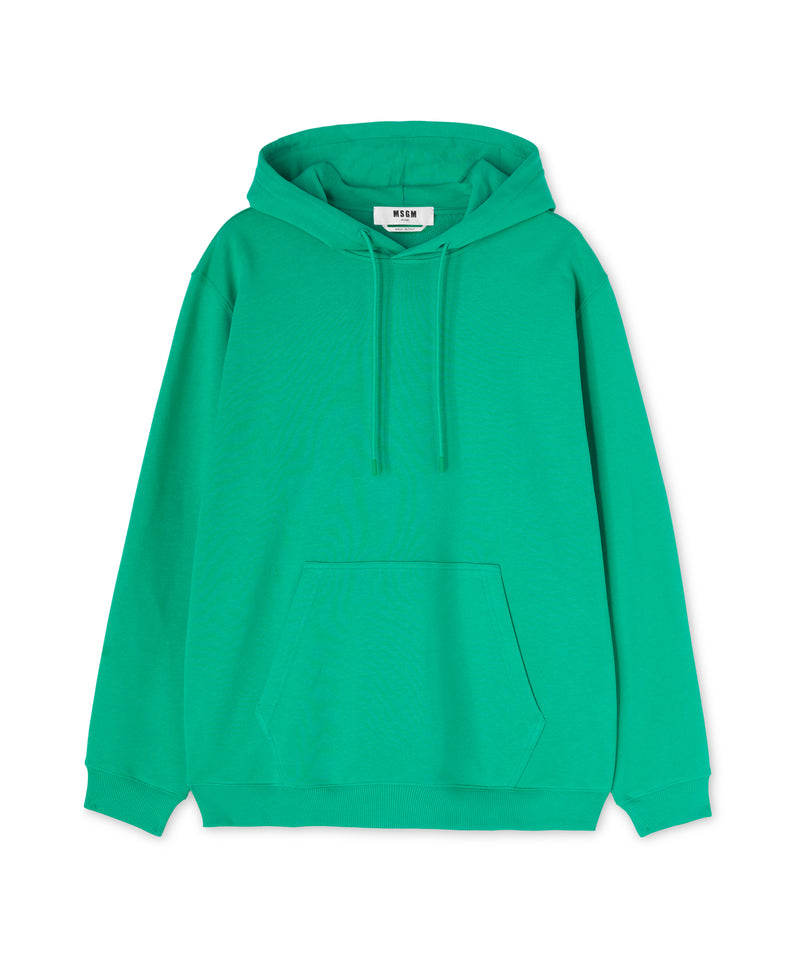 Cotton sweatshirt with a maxi logo on the hood PEPPER GREEN Men 