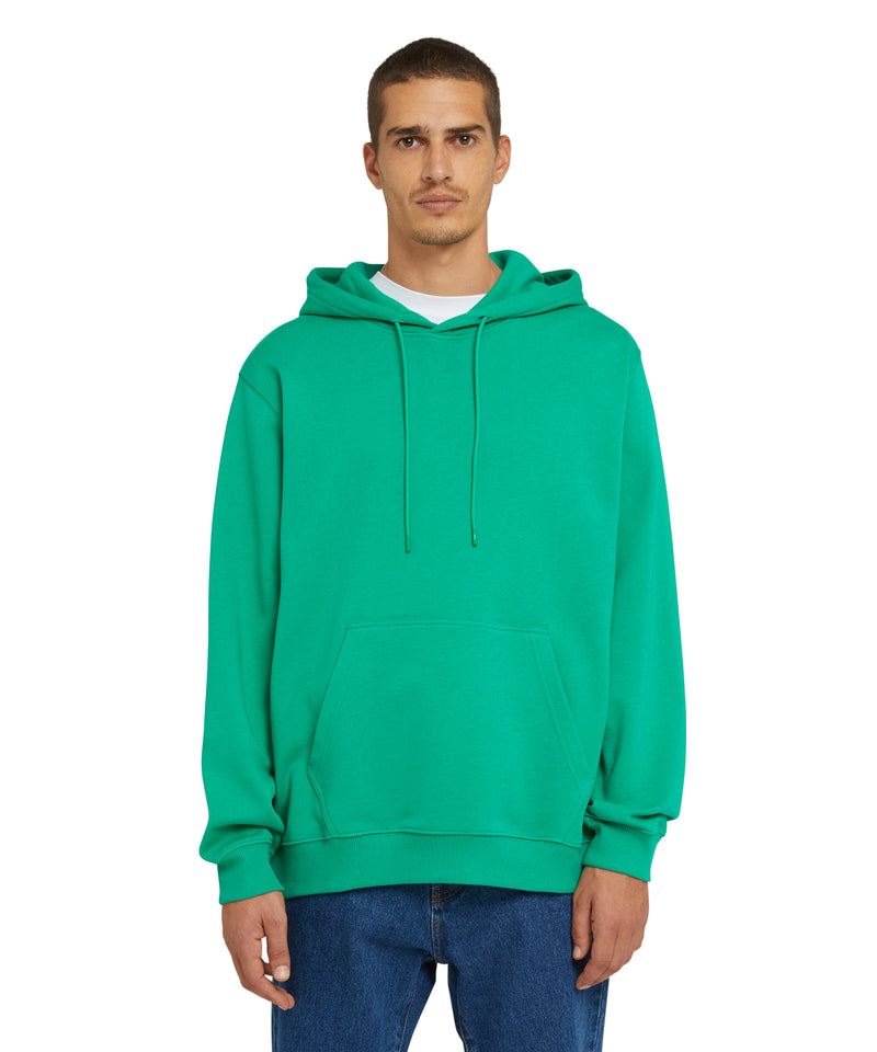 Cotton sweatshirt with a maxi logo on the hood PEPPER GREEN Men 