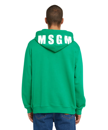 Cotton sweatshirt with a maxi logo on the hood