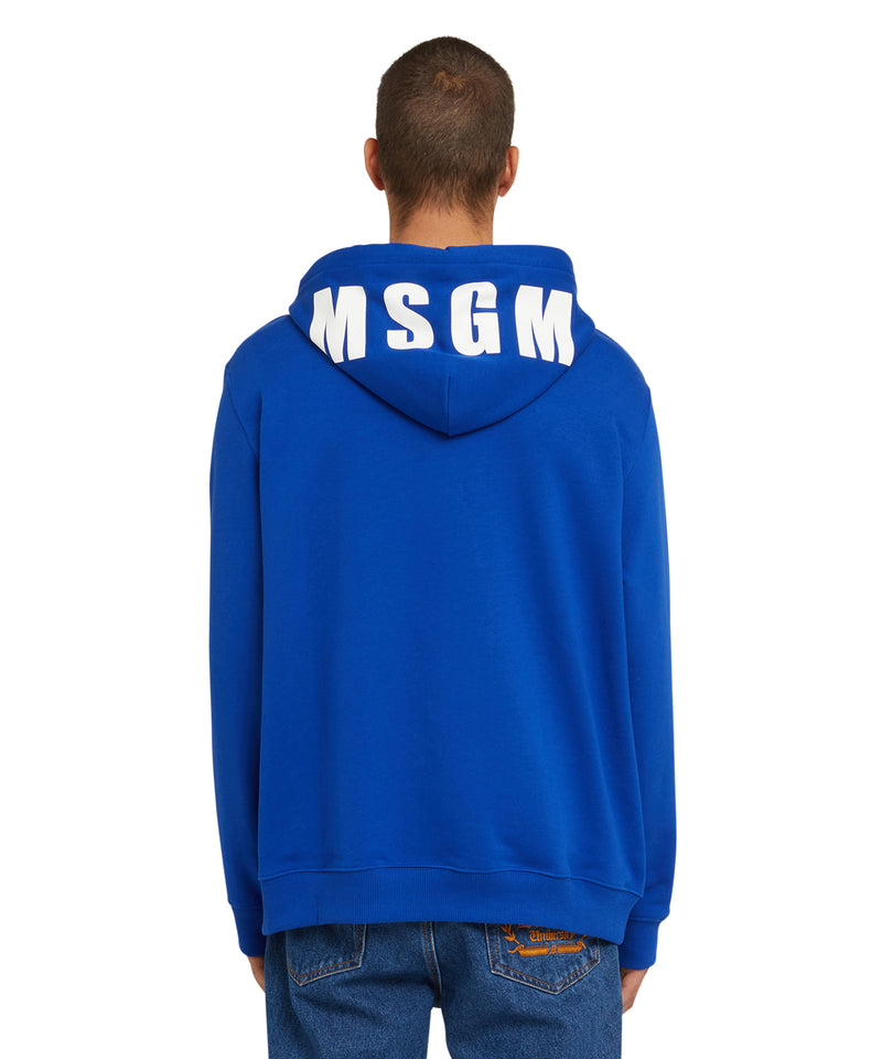 Cotton sweatshirt with a maxi logo on the hood BLUE Men 