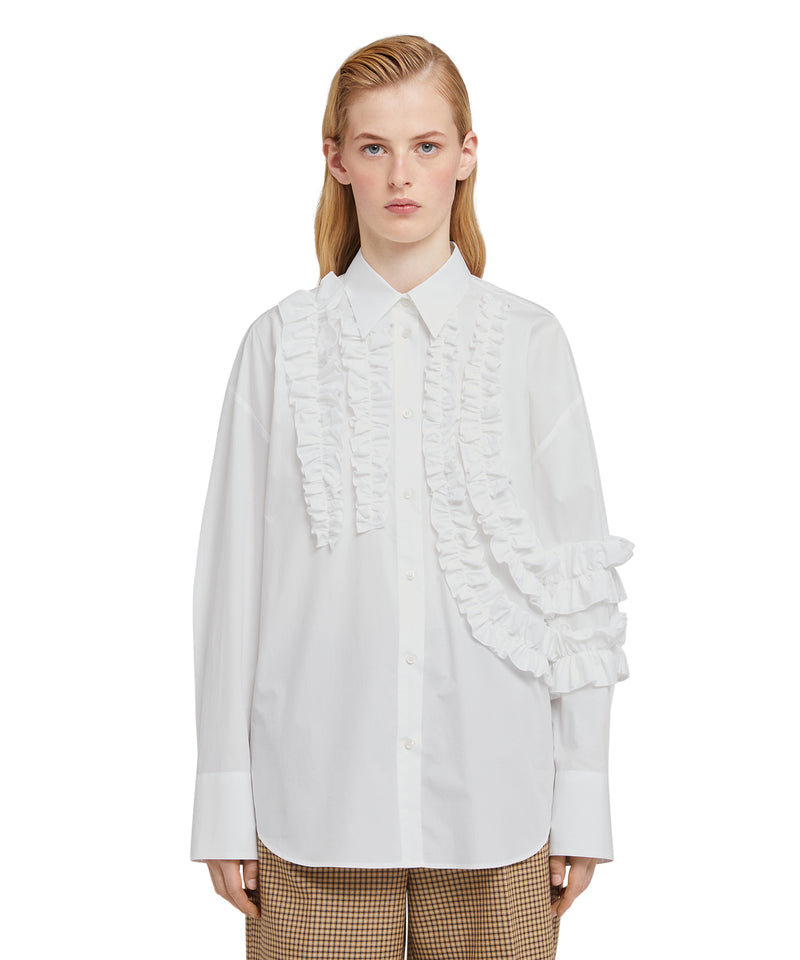 Camicia in Cotone Popeline con Ruches BIANCO Donna 