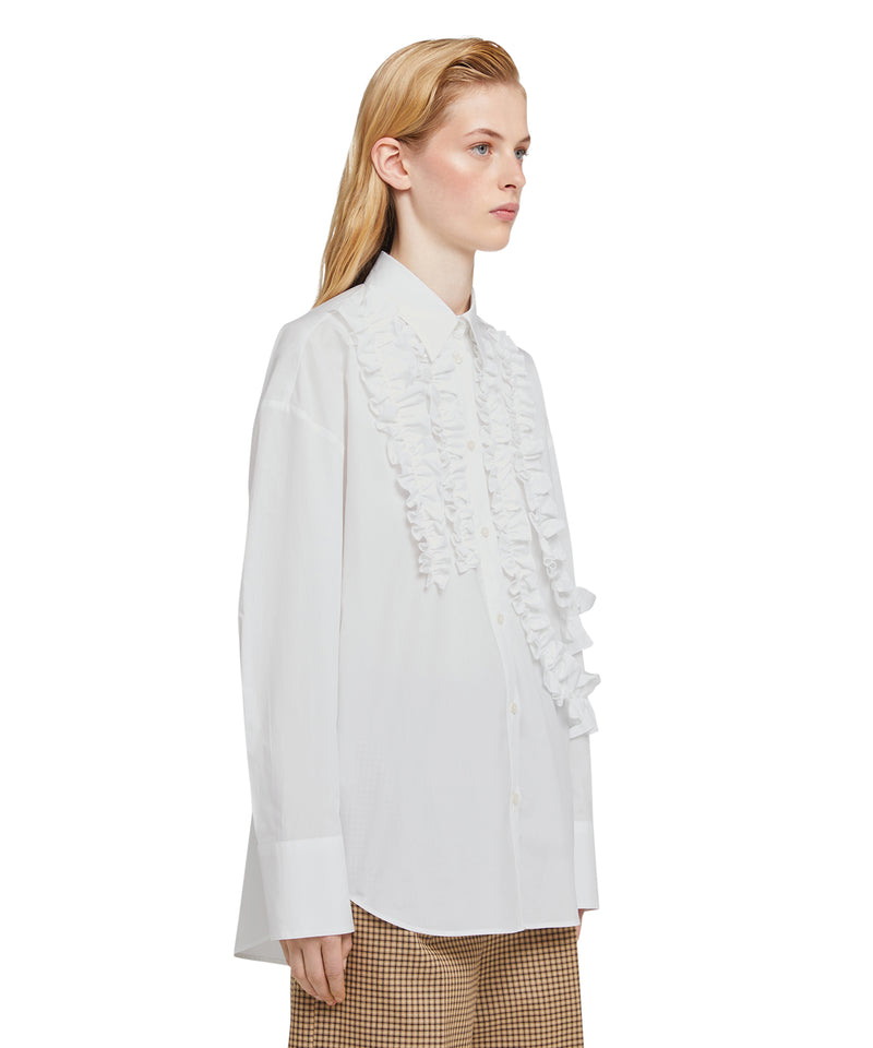 Camicia in Cotone Popeline con Ruches BIANCO Donna 