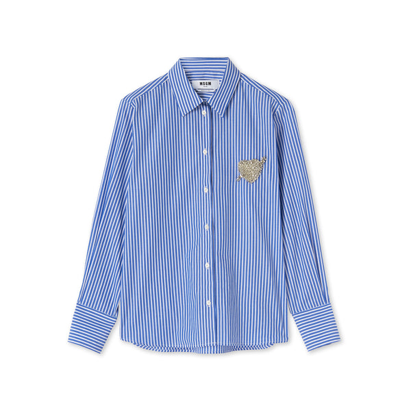 Poplin cotton shirt with patch - MSGM Official