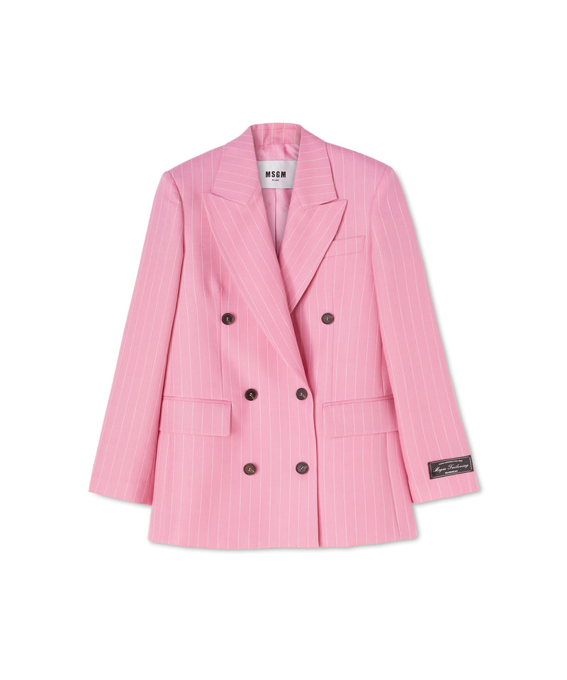 Giacca doppio petto in lana con motivo "Pinstripe Wool" ROSA Donna 