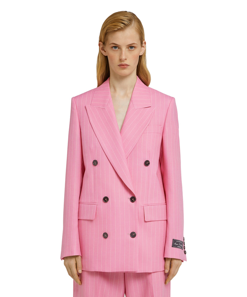 Giacca doppio petto in lana con motivo "Pinstripe Wool" ROSA Donna 