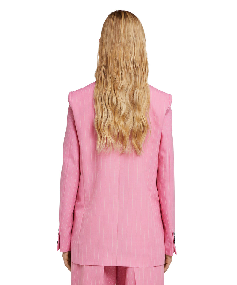 Giacca doppio petto in lana con motivo "Pinstripe Wool" ROSA Donna 