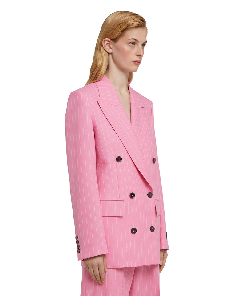 Giacca doppio petto in lana con motivo "Pinstripe Wool" ROSA Donna 