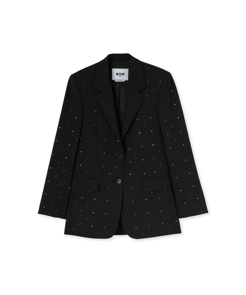 Virgin wool jacket "Wool Suiting" with applied jewels BLACK Women 