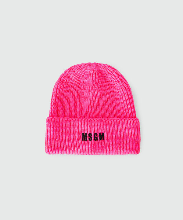 Fuschia blended-wool watch cap with Impact logo