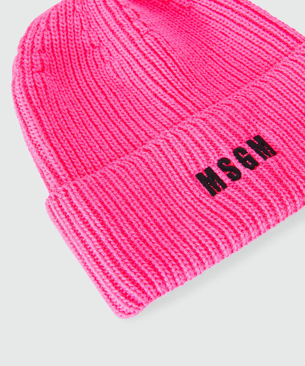 Fuschia blended-wool watch cap with Impact logo