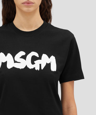 Cotton crewneck t-shirt with new MSGM brushed logo