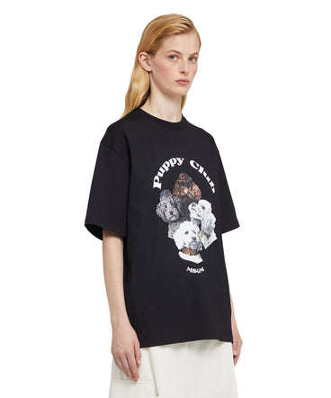 Cotton crewneck t-shirt with "Puppy Club" print