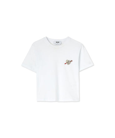 T-shirt con grafica «Msgm Heart Embroidery Patch» in cotone