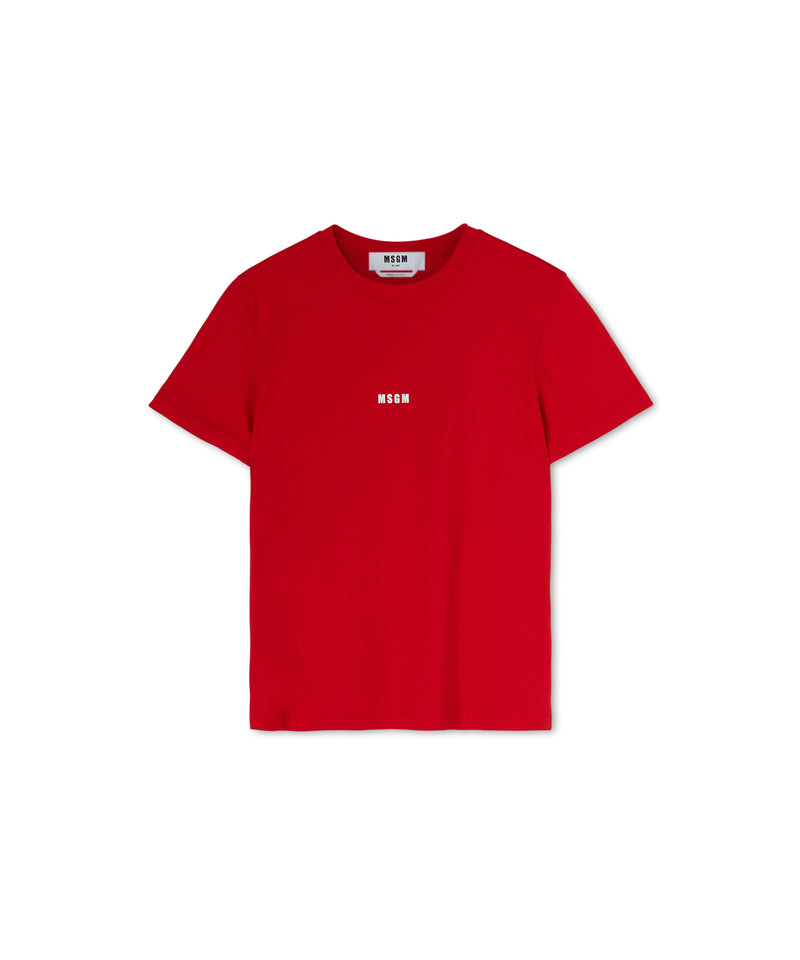 Cotton crewneck t-shirt with mini MSGM logo RED Women 