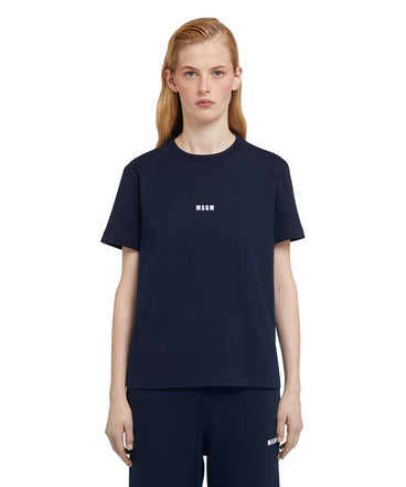 Cotton crewneck t-shirt with mini MSGM logo