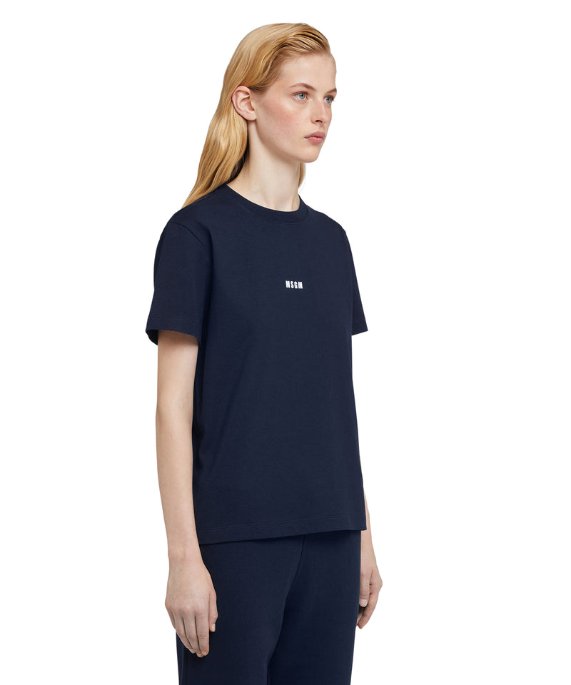 Cotton crewneck t-shirt with mini MSGM logo WHITE/BLUE Women 