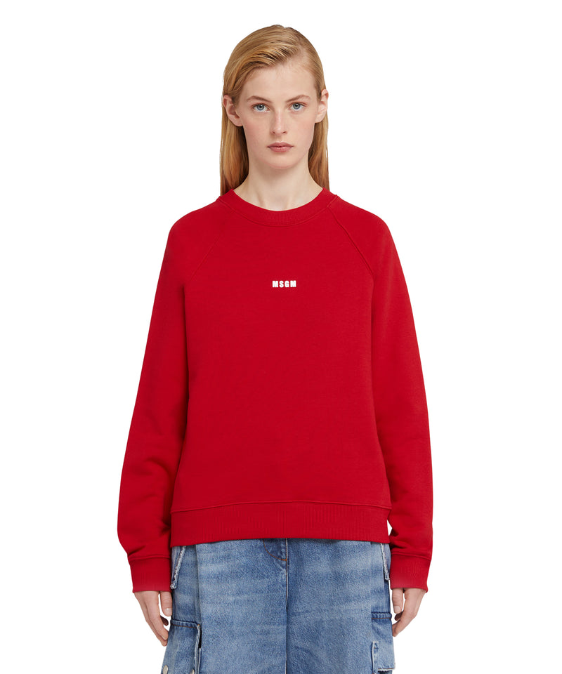 Cotton crewneck t-shirt with mini MSGM logo RED Women 