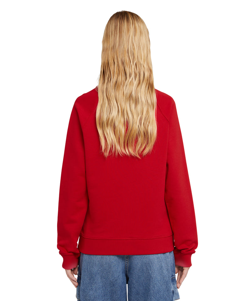 Cotton crewneck t-shirt with mini MSGM logo RED Women 