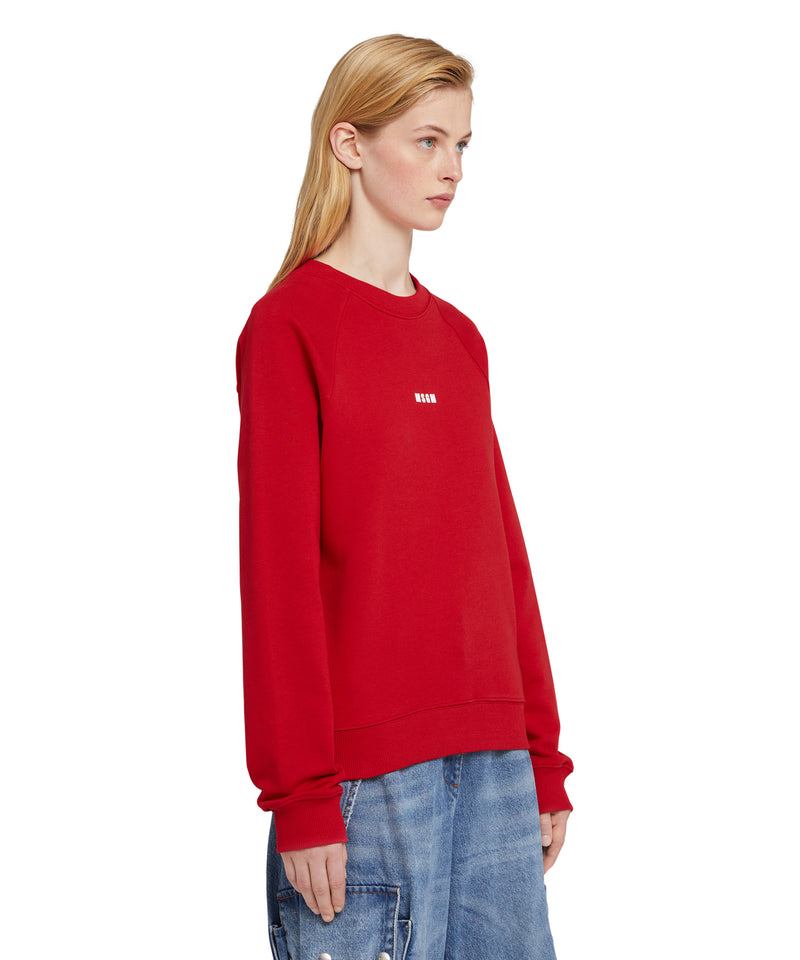 Cotton crewneck t-shirt with mini MSGM logo RED Women 