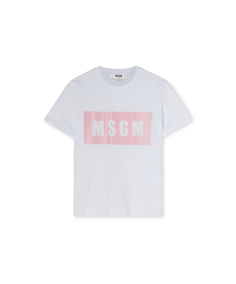 Crew neck T-shirt with MSGM box logo - MSGM Official