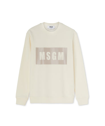 Cotton crewneck sweater with MSGM box logo