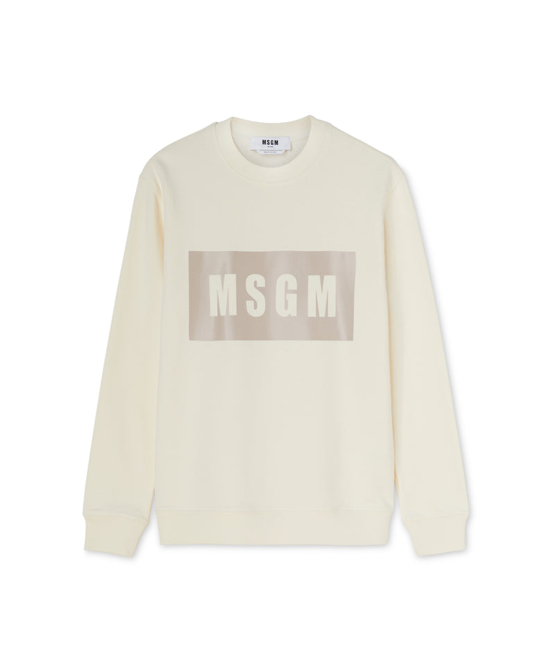 Cotton crewneck sweater with MSGM box logo WHITE Women 