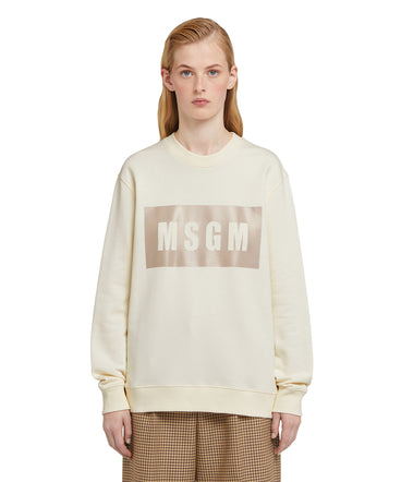 Cotton crewneck sweater with MSGM box logo