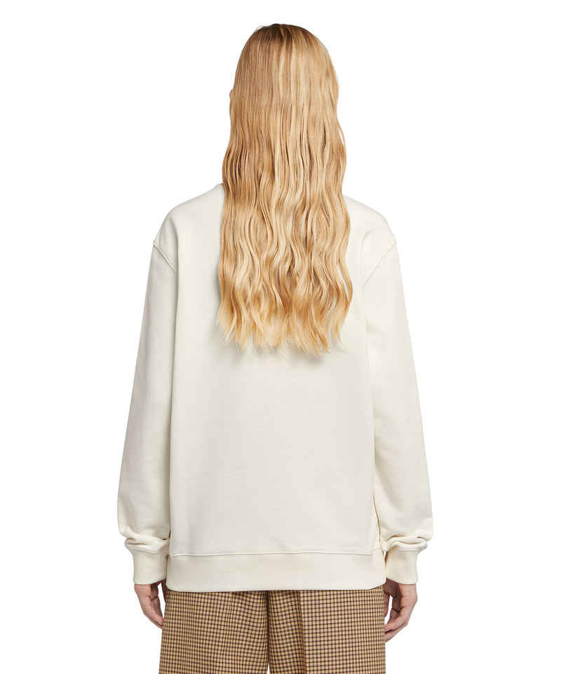 Cotton crewneck sweater with MSGM box logo WHITE Women 